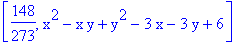 [148/273, x^2-x*y+y^2-3*x-3*y+6]
